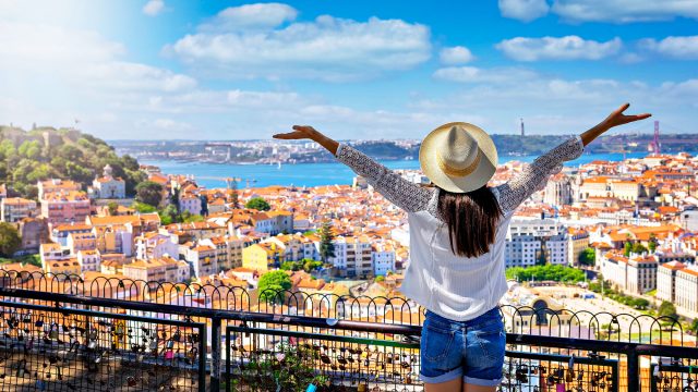 Woman Overlooking Lisbon, Portugal