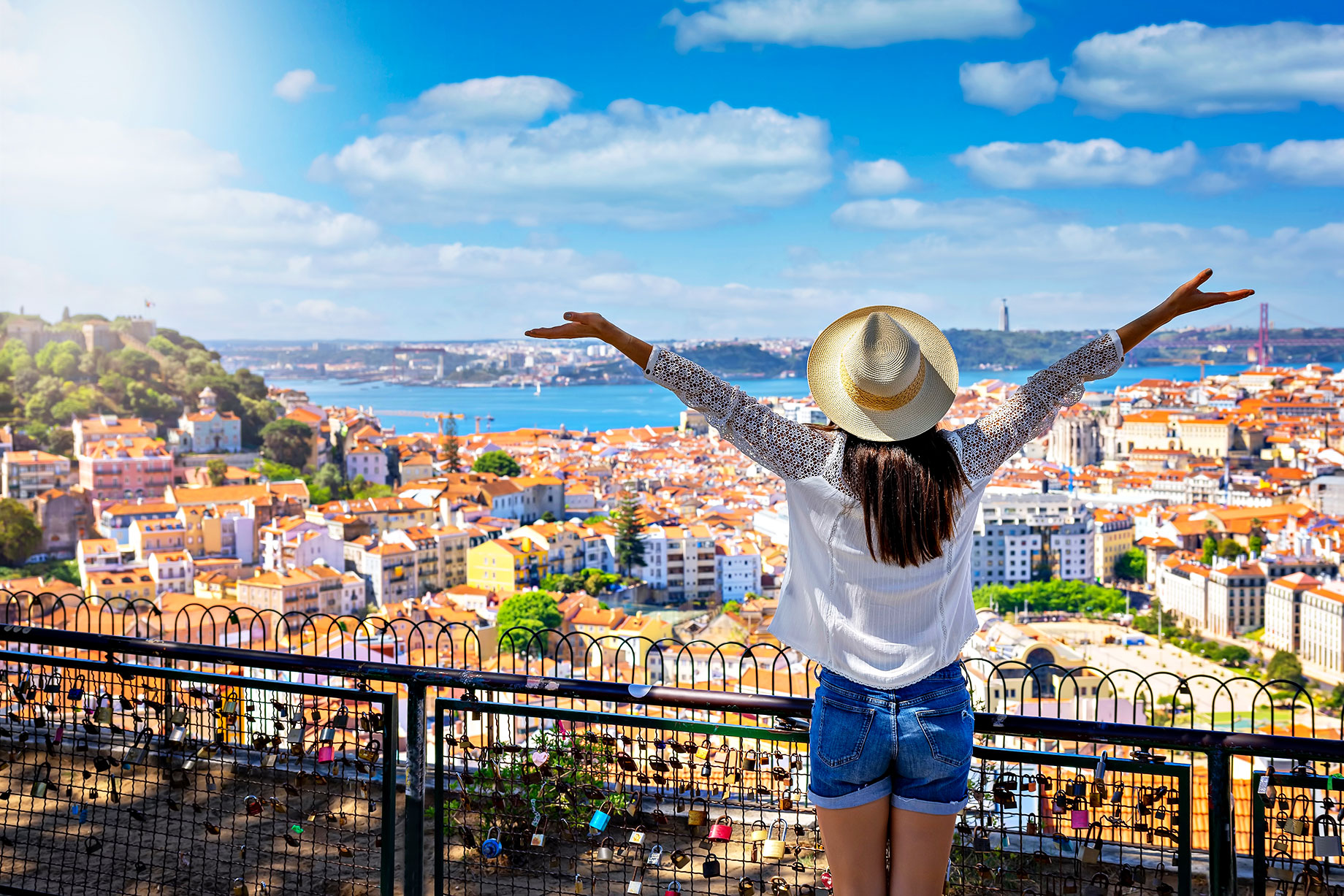 Woman Overlooking Lisbon, Portugal