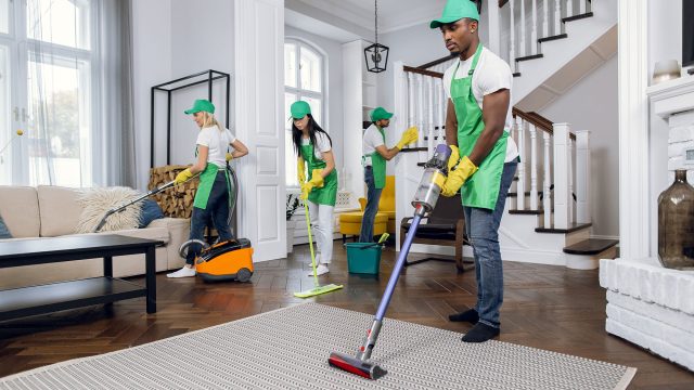 Cleaning Service Team in a High-End House