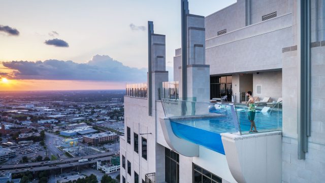 Market Square Tower and Sky Pool in Downtown Houston, Texas, USA