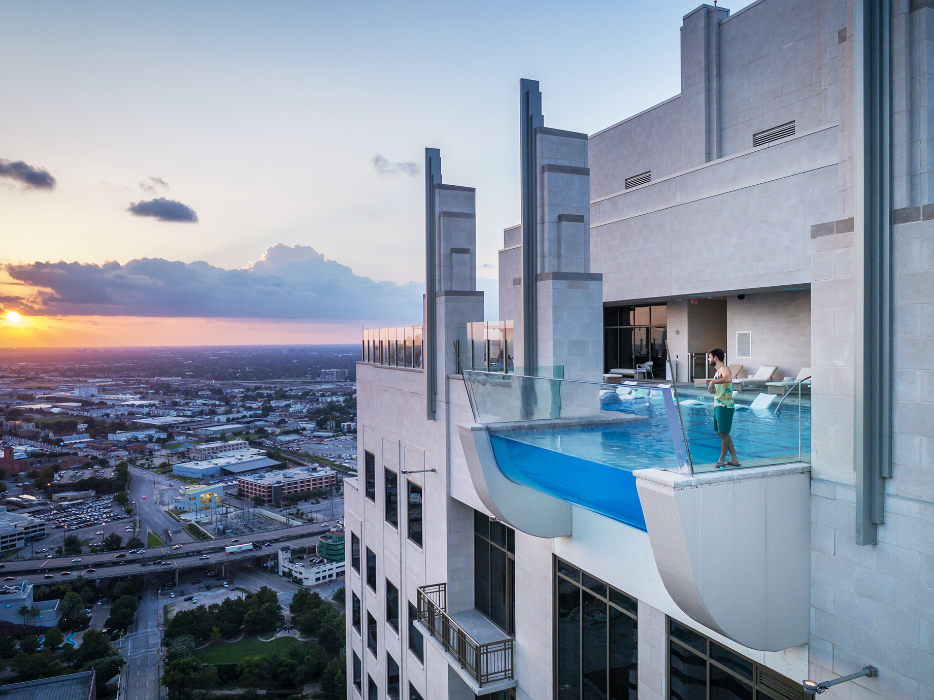 Market Square Tower and Sky Pool in Downtown Houston, Texas, USA
