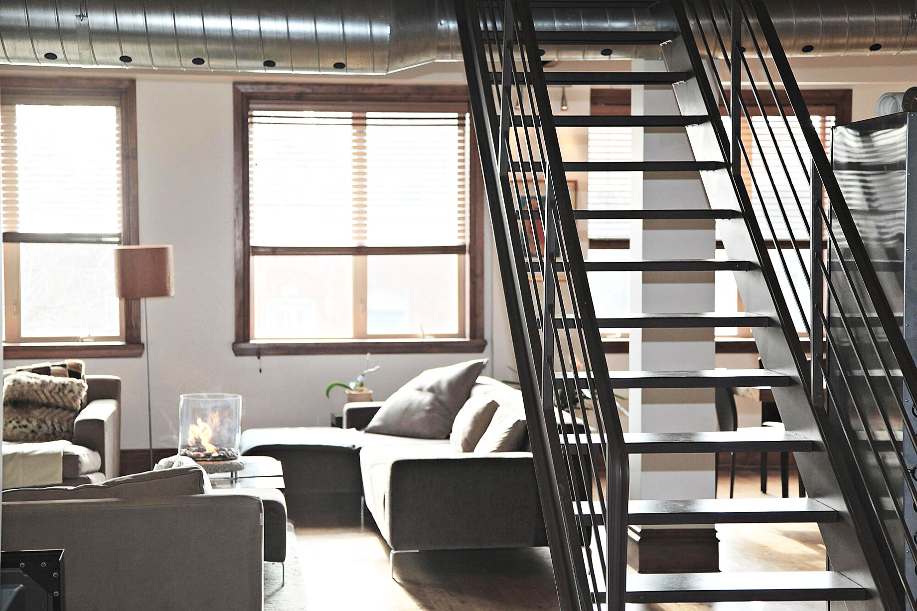 Modern Industrial Interior Staircase Design in Apartment