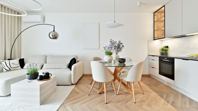 Modern Open-Plan Living Room with Japandi Style