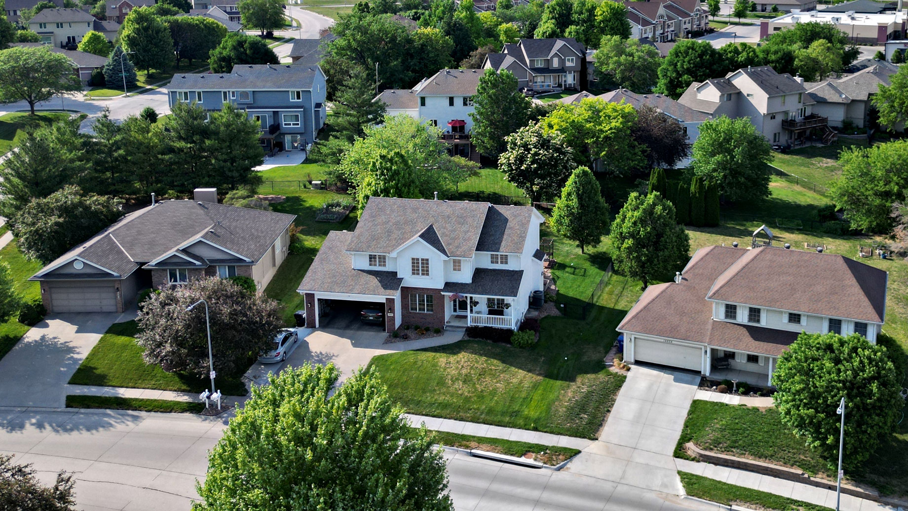 Neighborhood of Houses Surrounded by Trees in Omaha, Nebraska, USA