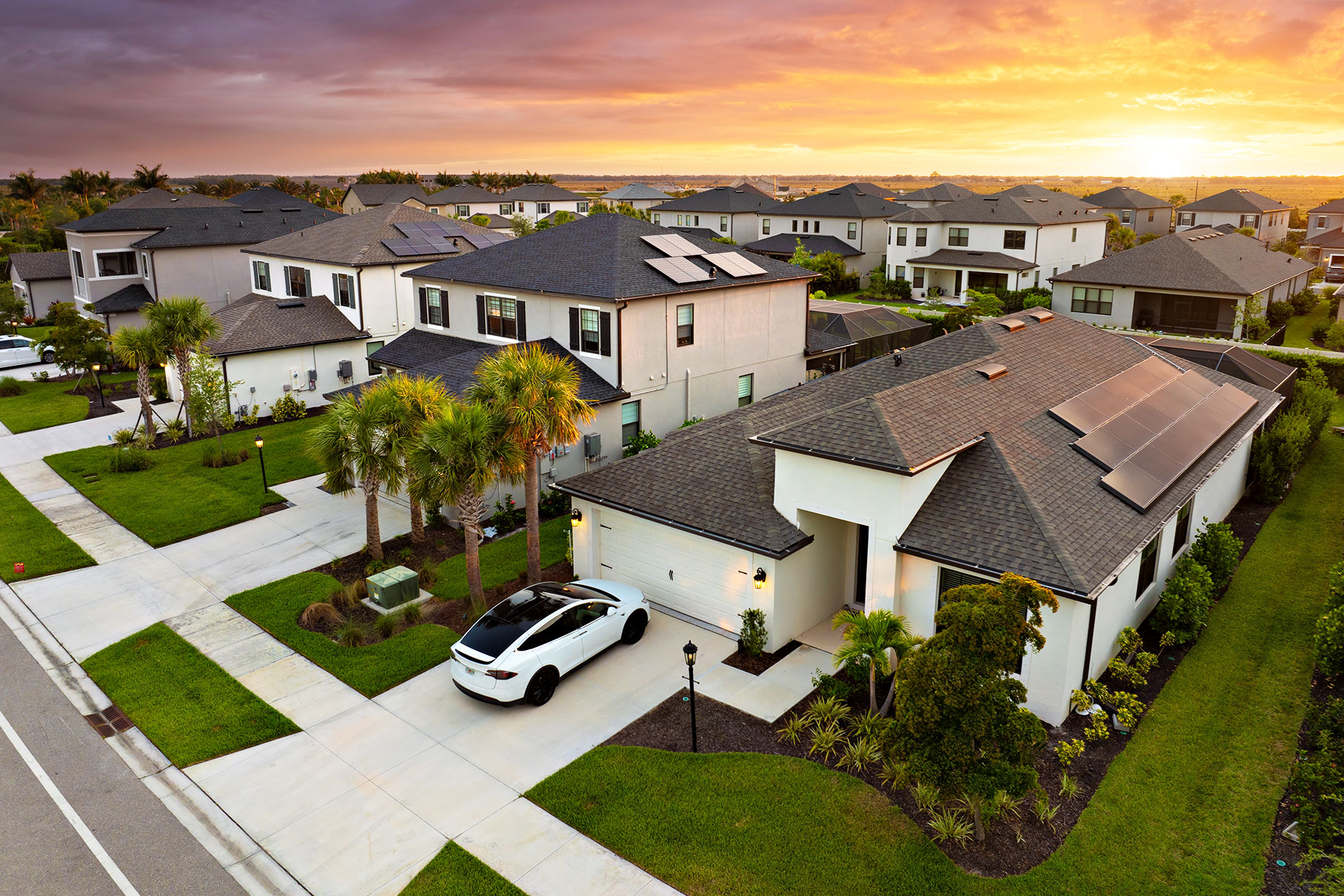 American Gated Community of Houses in a Rural U.S. Suburb