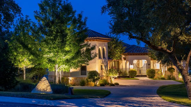 Beautiful Exterior Home Lighting at Royal Blue Hour