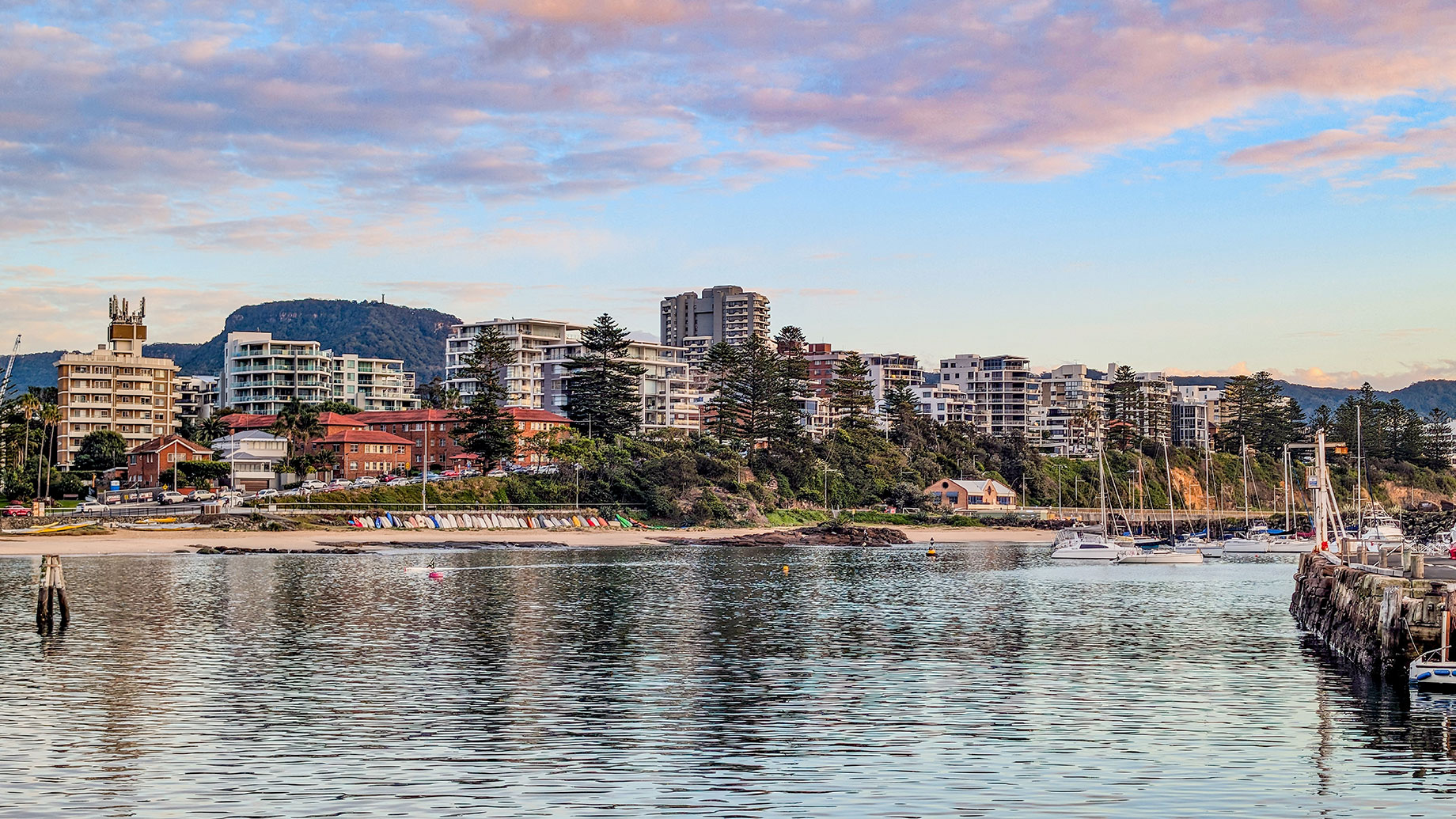 Coastal Cityscape with Apartments on the Blue Mile Pathway in North Wollongong, NSW, Australia