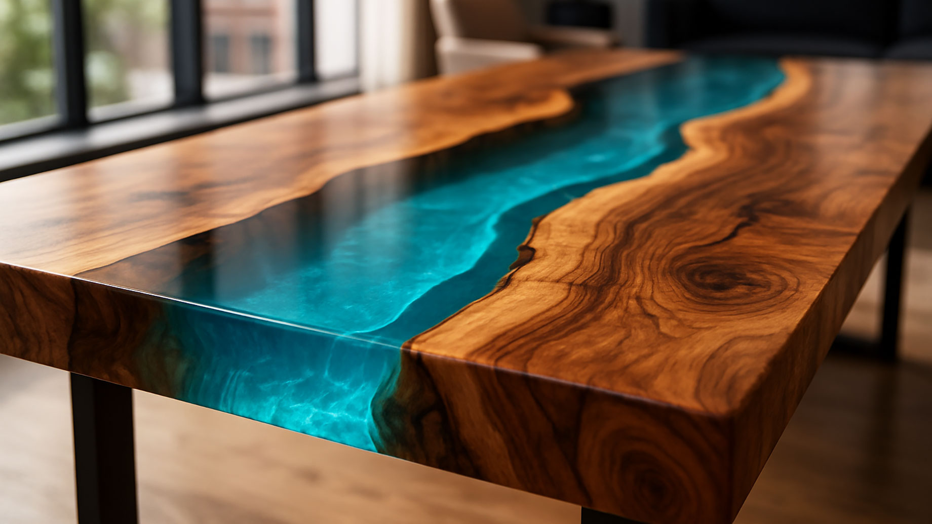 Deep Pour Epoxy Resin on a Premium River Table Design