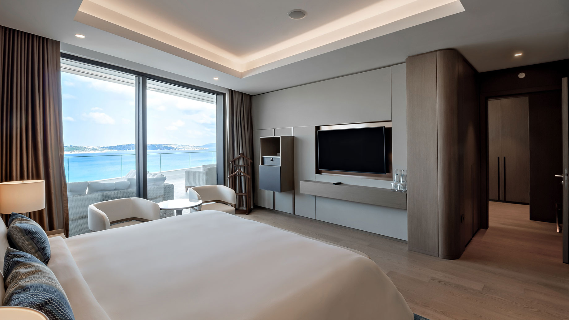 High-End Luxury Hotel Room with a Sea View