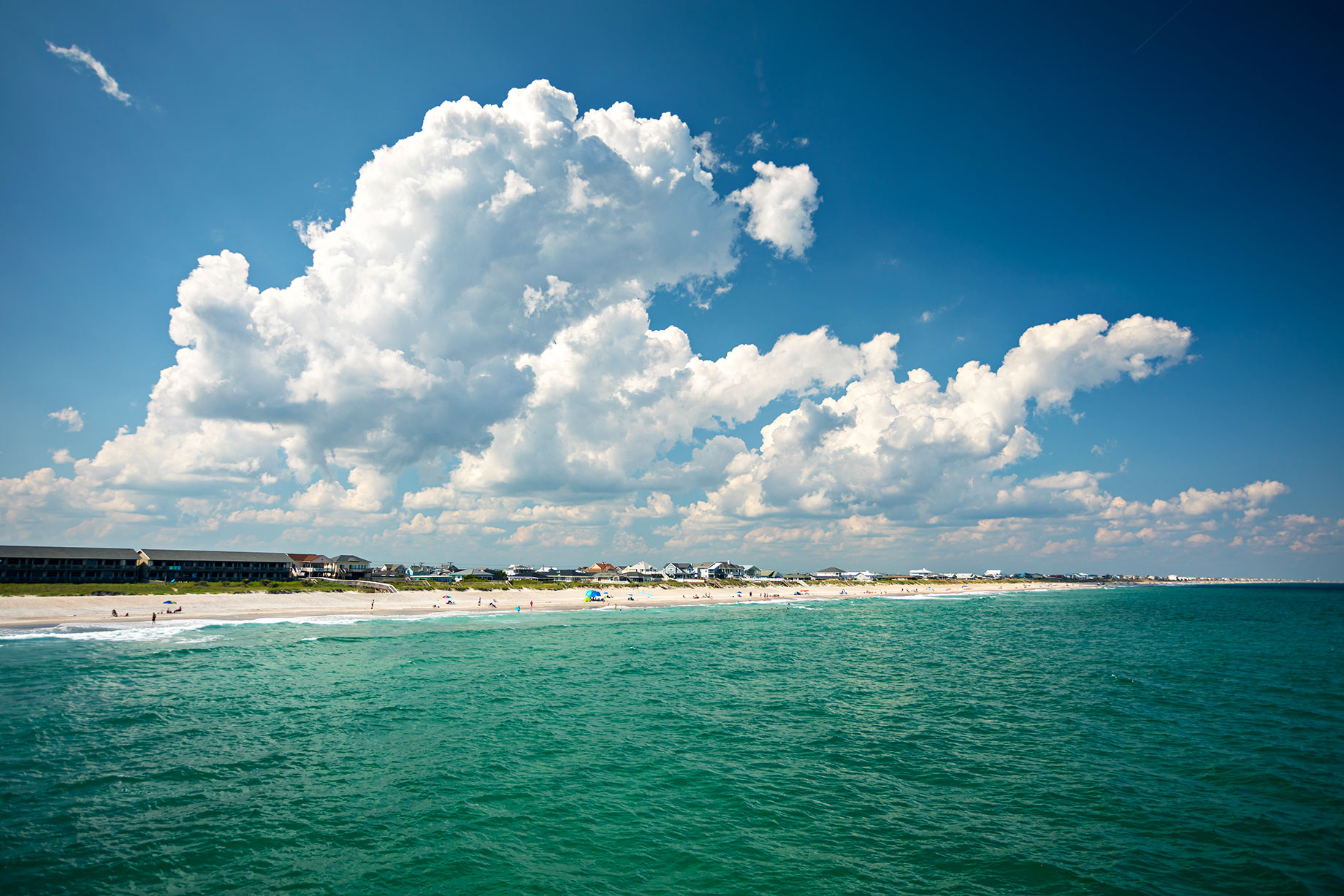Topsail Beach with Crystal-Clear Water on a Sunny Summer Day in North Carolina, USA