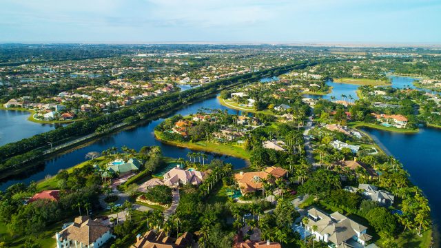 Aerial View of the Luxury Enclave of Weston, Florida, USA