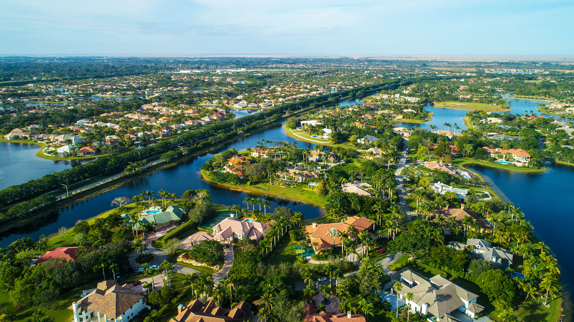 Aerial View of the Luxury Enclave of Weston, Florida, USA