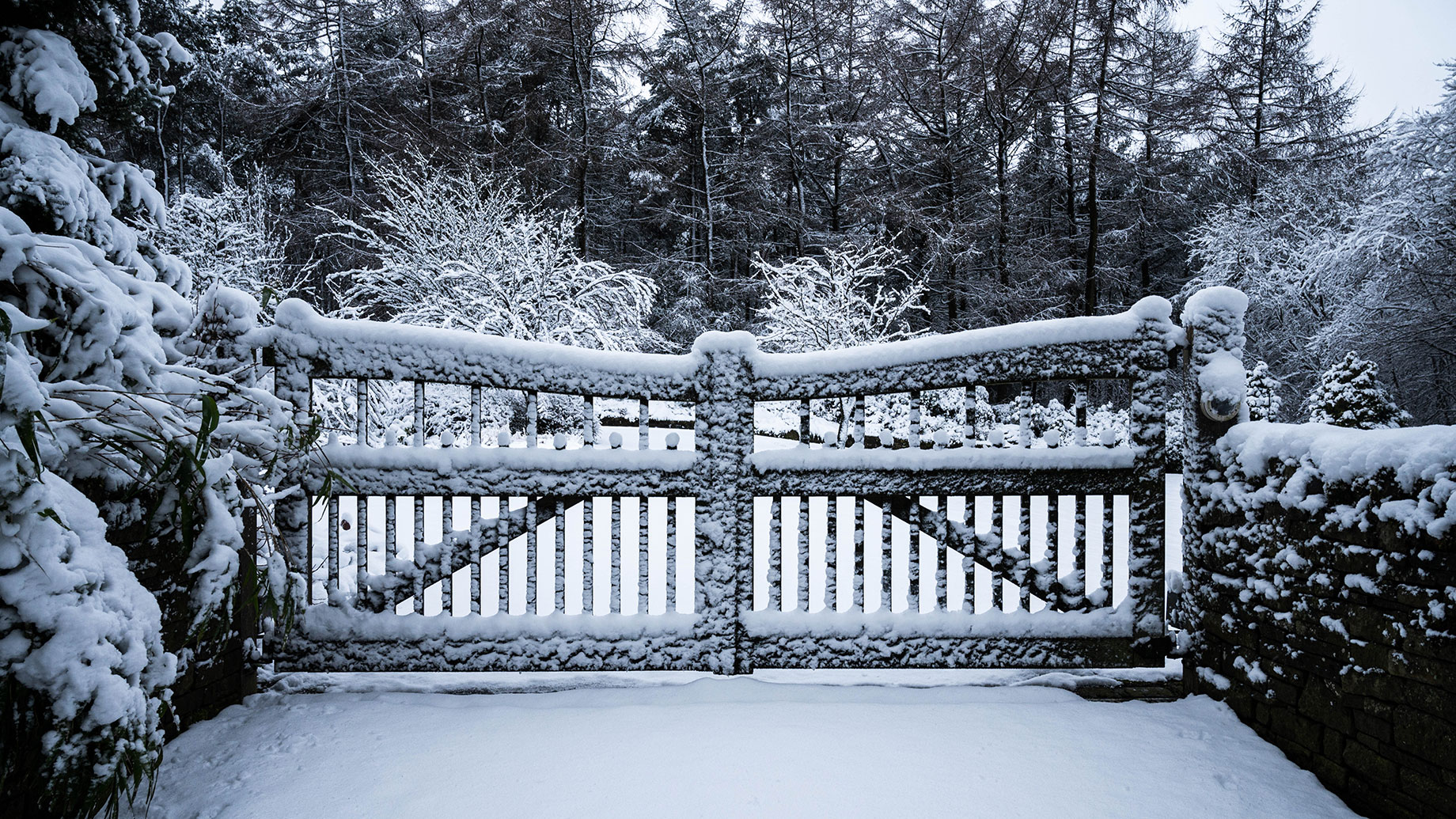 Automated Home Gate Covered with Snow