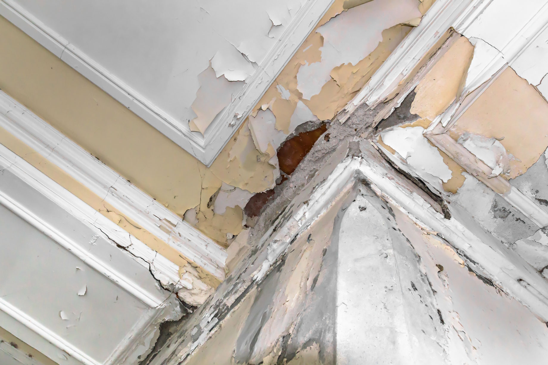 Damage to Ceiling and Walls from a Leaking Roof