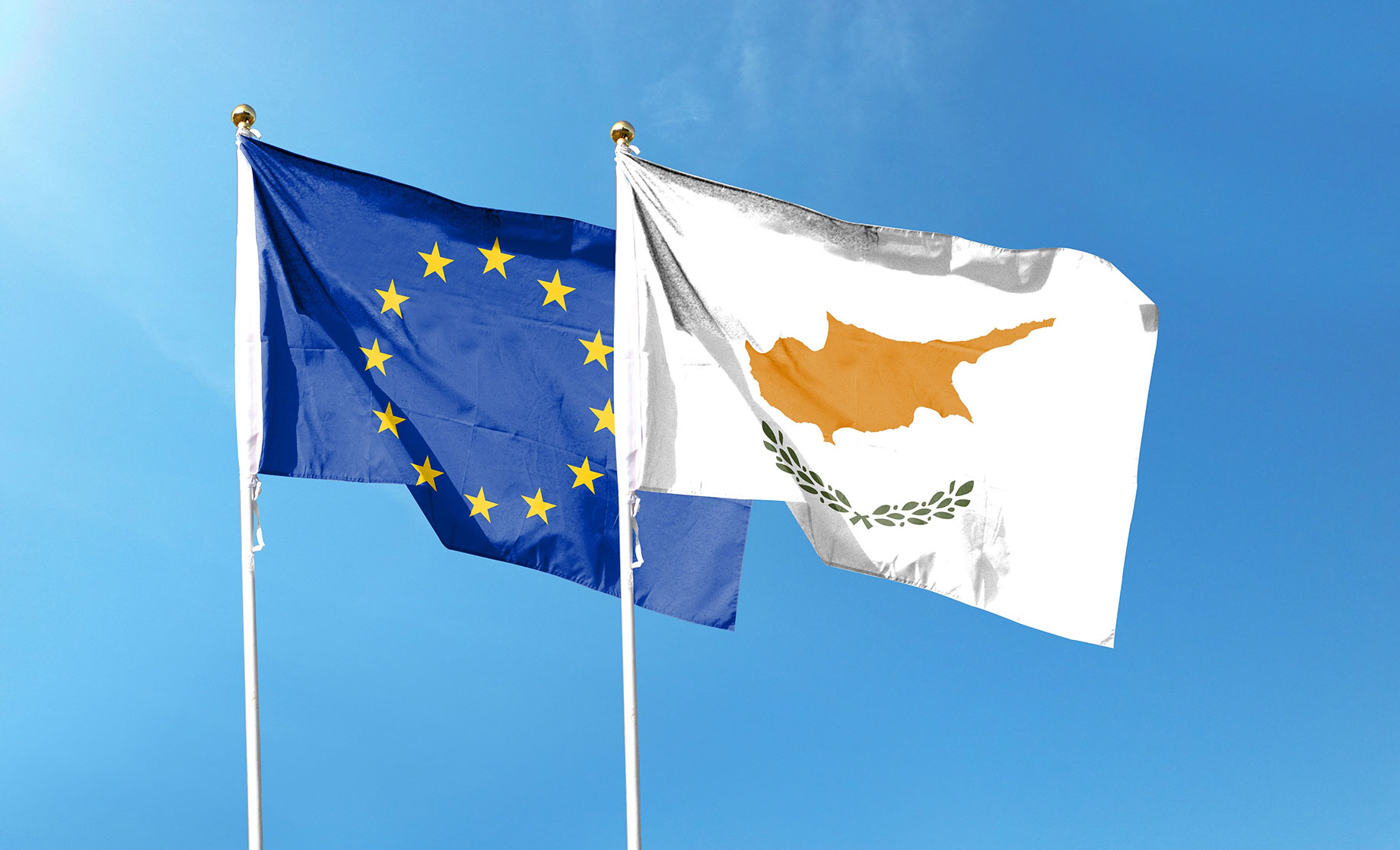 Flags of the EU and Cyprus