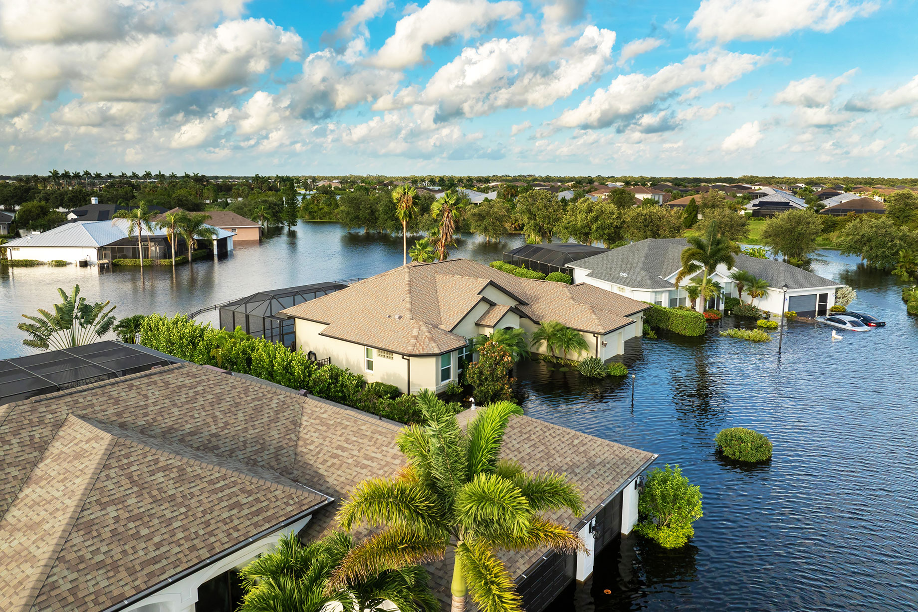 Flooding in Florida Caused by Tropical Storm from Hurricane Rainfall