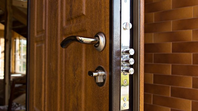 New Steel Three Bolt Door Lock Installed