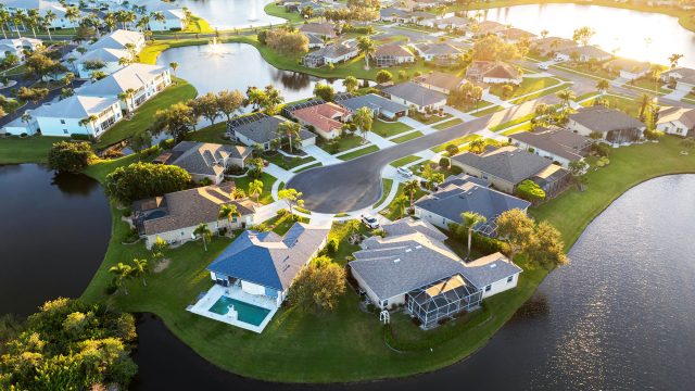 Private Luxury Homes at Sunset in Sarasota, Florida, USA
