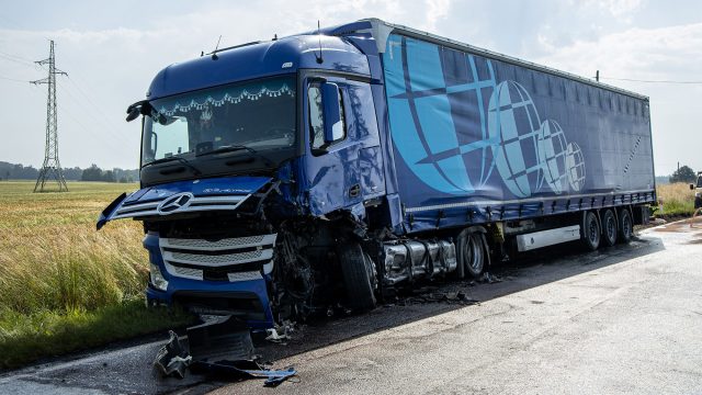 Truck Crashed on the Side of the Road