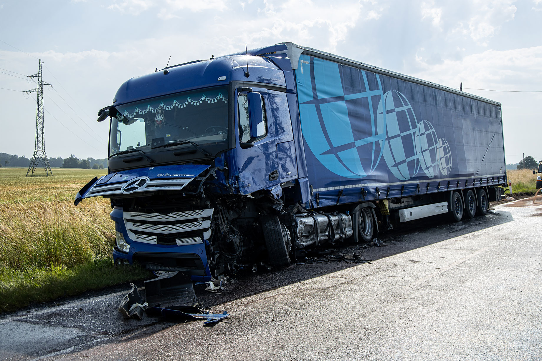 Truck Crashed on the Side of the Road