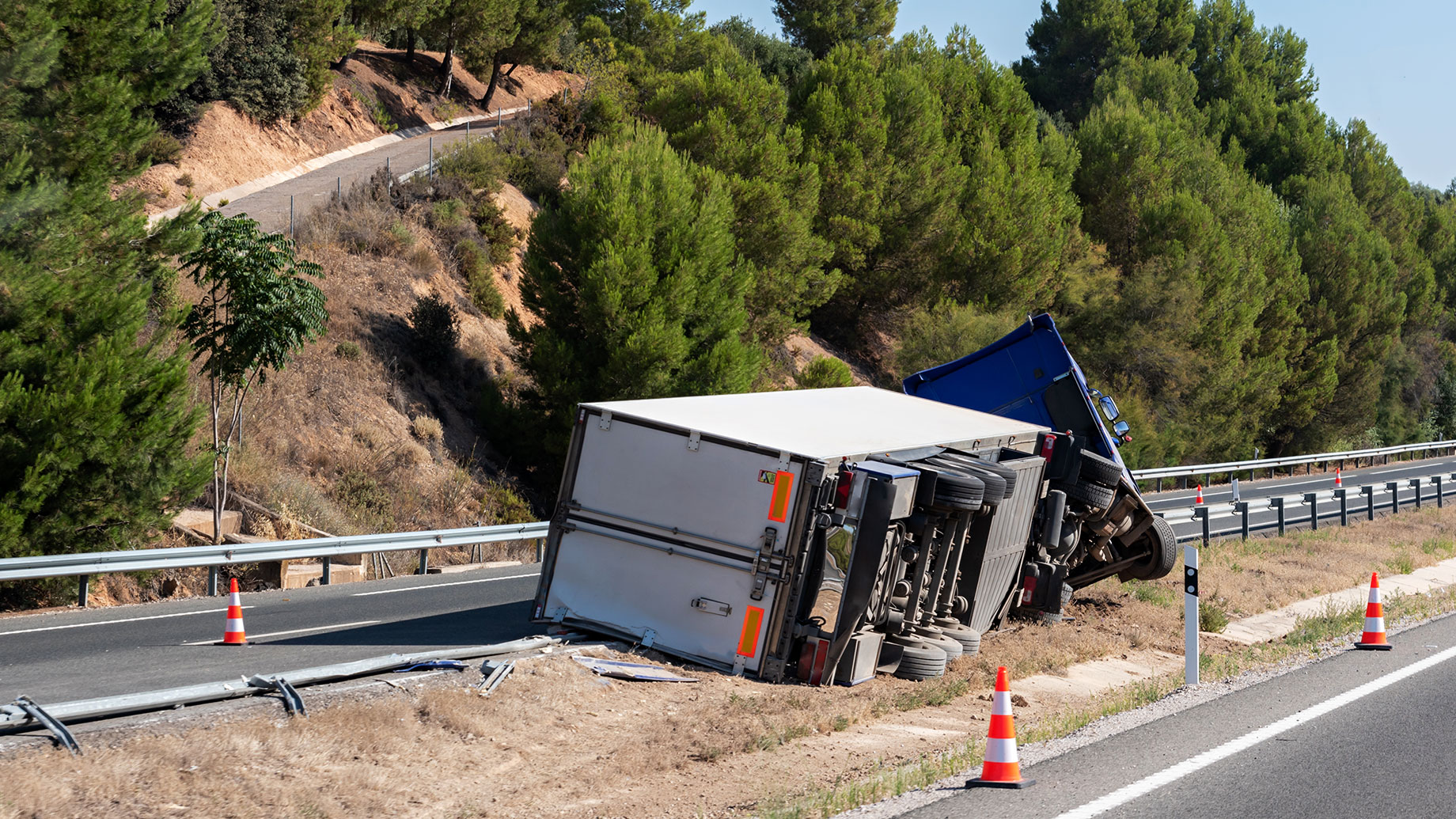 Truck Overturned from an Accident