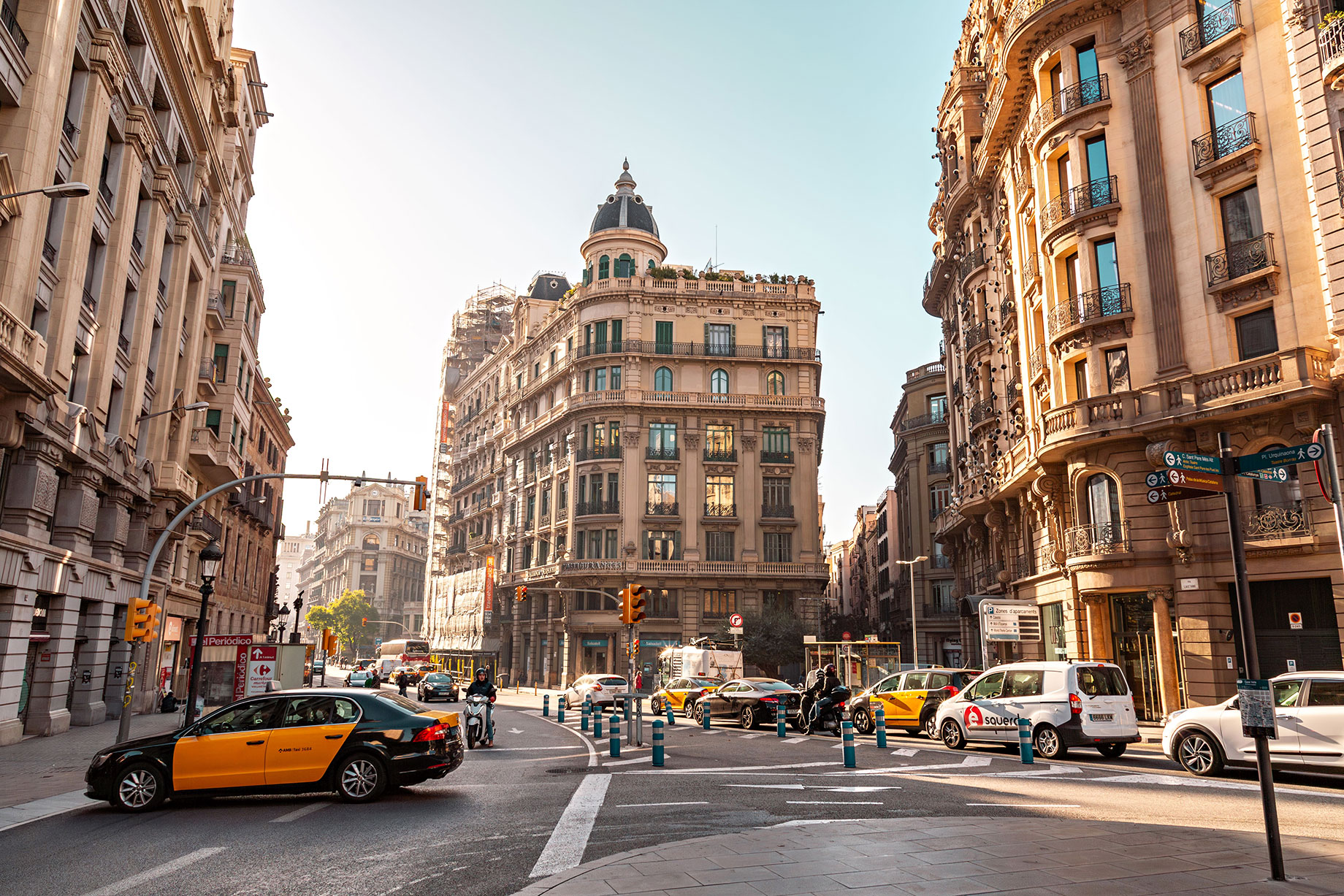 Via Laietana, Barcelona, Spain in the Ciutat Vella