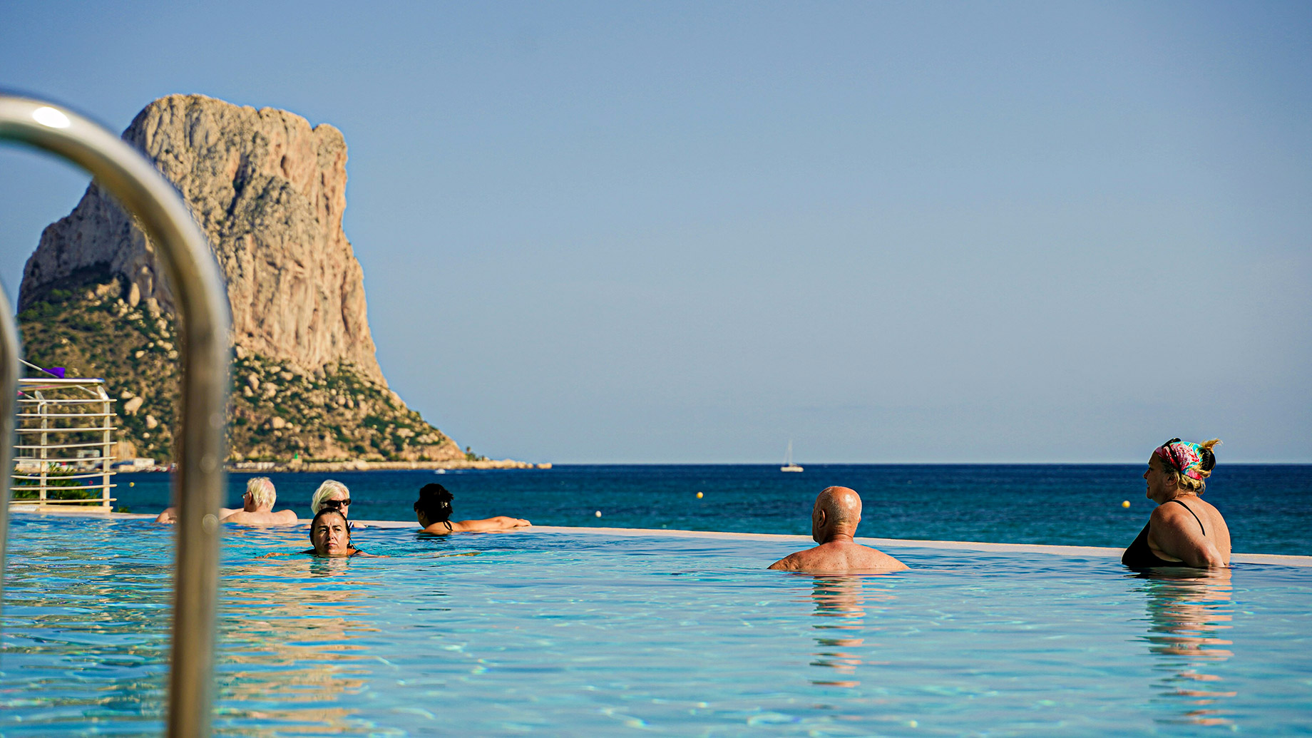 Relaxing Infinity Pool View of Peñón de Ifach in Calpe, Spain