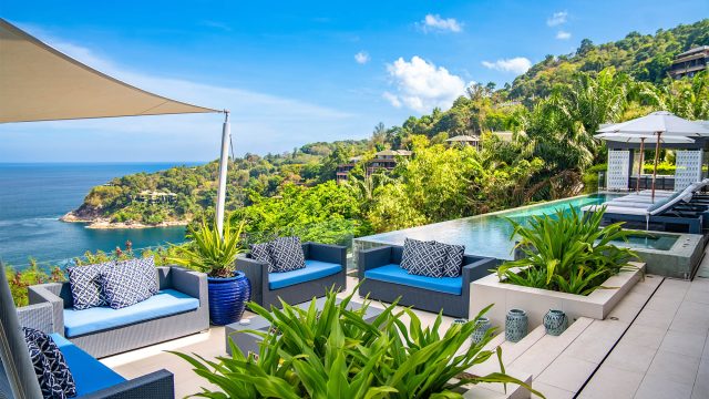 View from a Luxury Villa with Patio Pool and Waterfront View in Phuket, Thailand