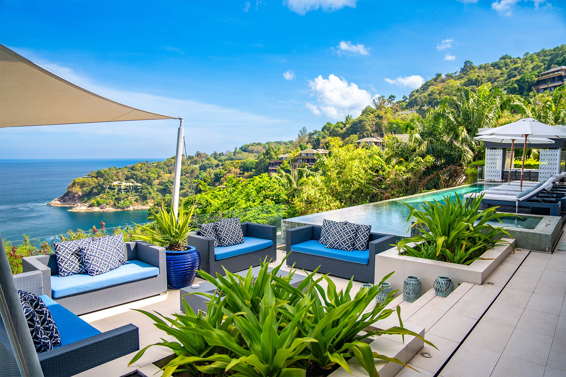 View from a Luxury Villa with Patio Pool and Waterfront View in Phuket, Thailand