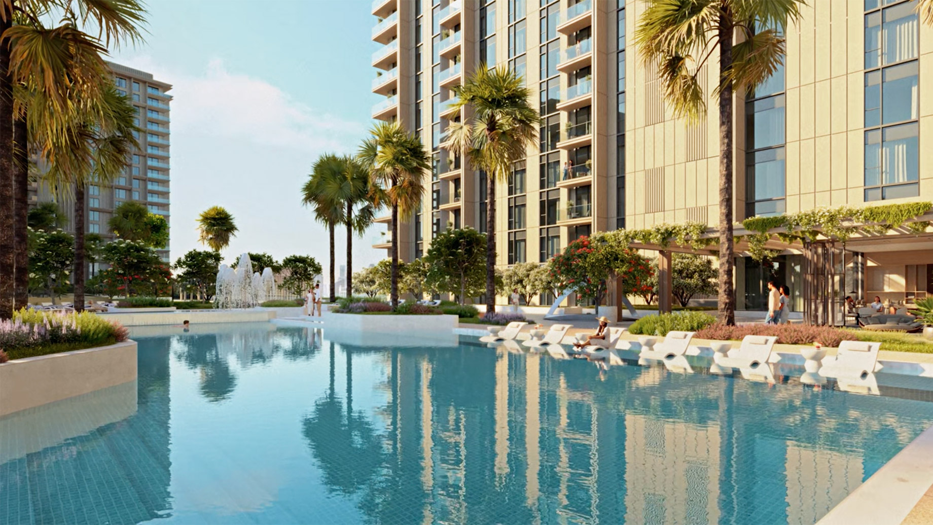 Abu Dhabi, Tara Park - Outdoor Pool and Social Areas - UAE New Development