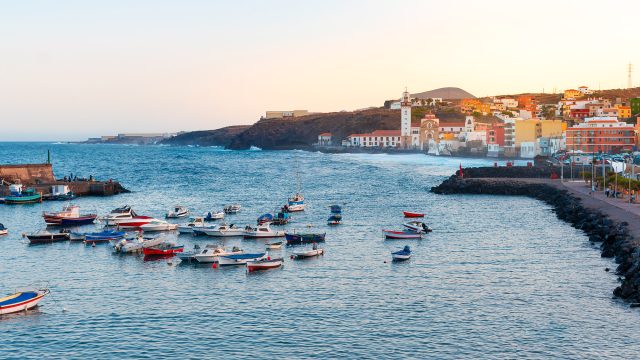 Candelaria Fishing Harbour with Small Boats in Tenerife, Canary Islands, Spain