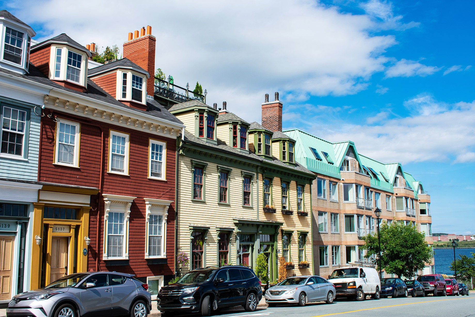 Colourful Row Homes Near the Seaside in Halifax, Nova Scotia, Canada
