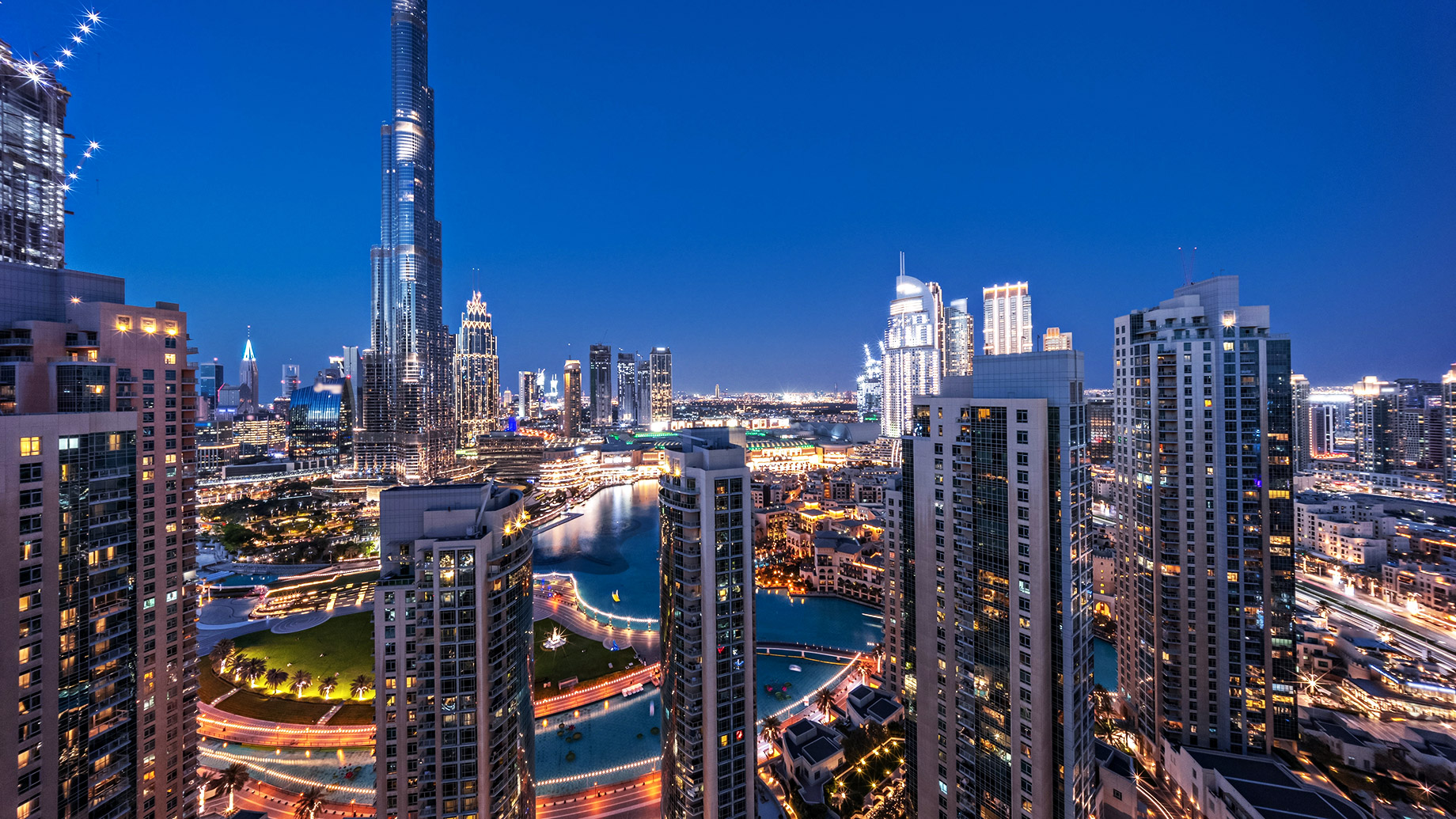 Dubai Downtown Cityscape at Twilight
