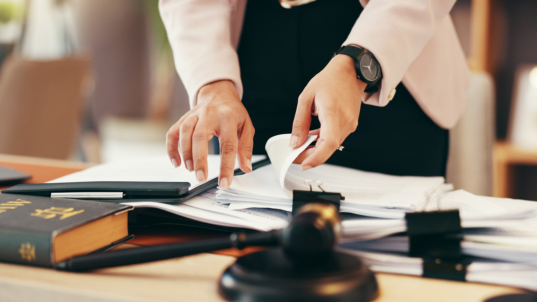 Stack of Paperwork at Office for Legal Review