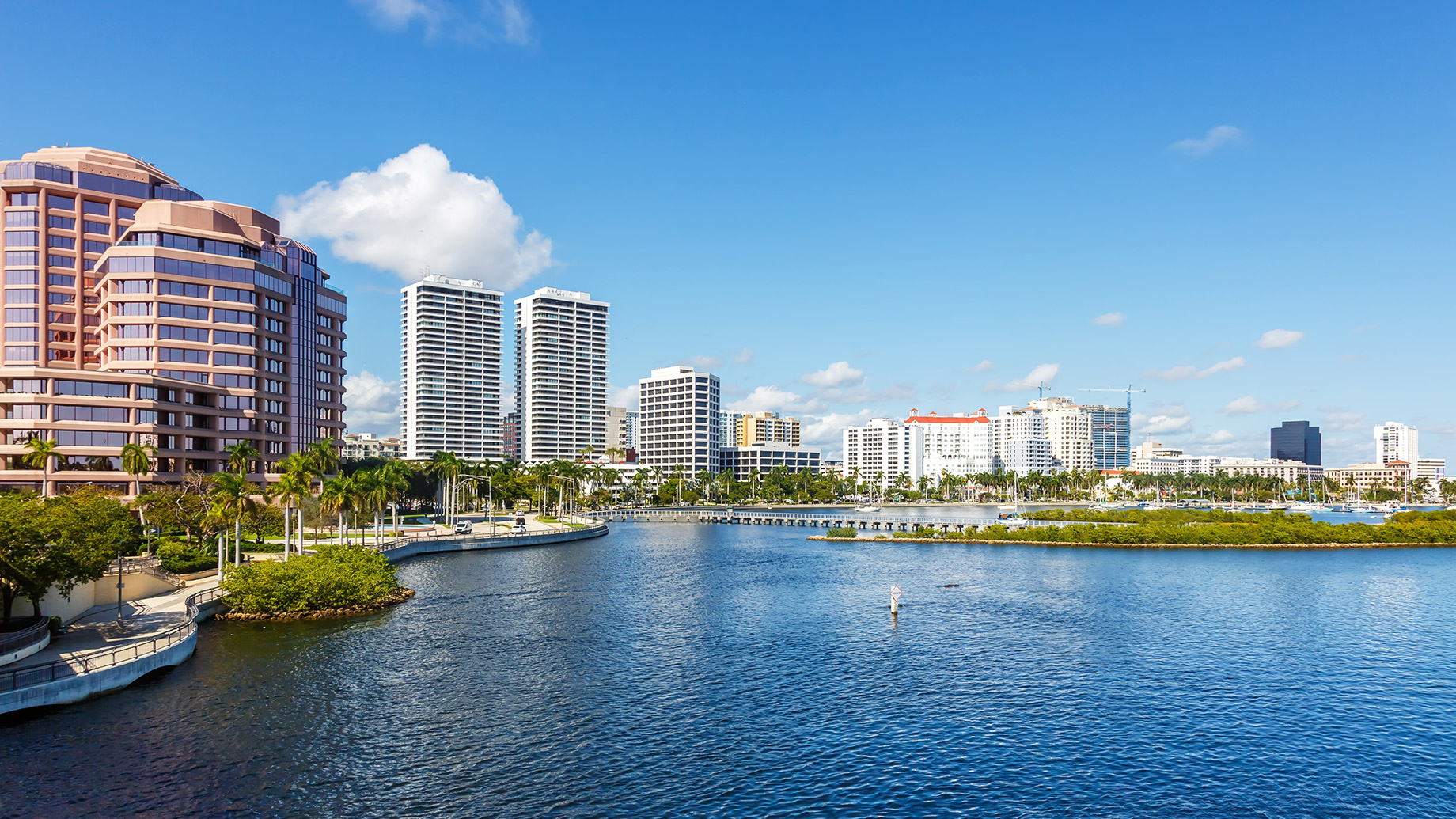 Waterfront Skyline of West Palm Beach, Florida, USA
