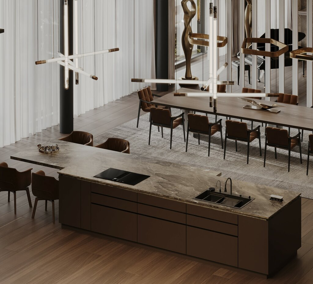 Modern Luxury Kitchen and Dining Room in California