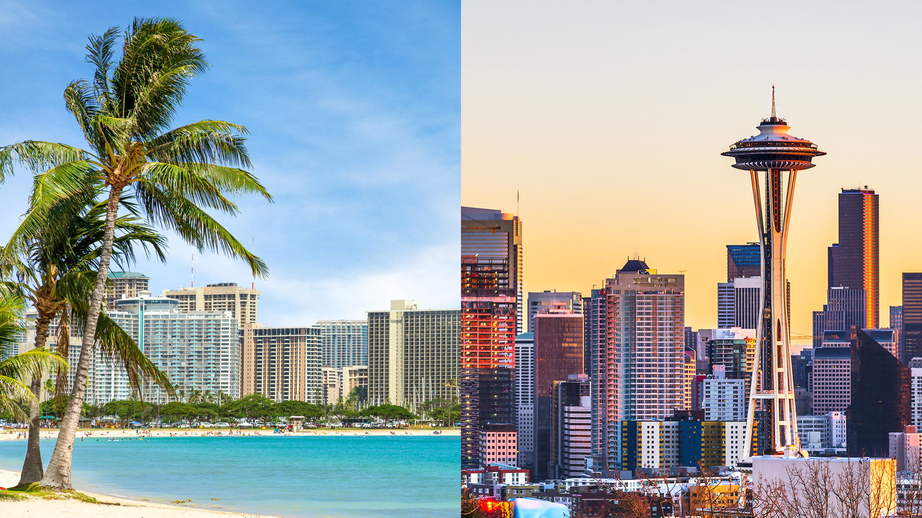 Honolulu, Oahu, Hawaii and Seattle, Washington, USA