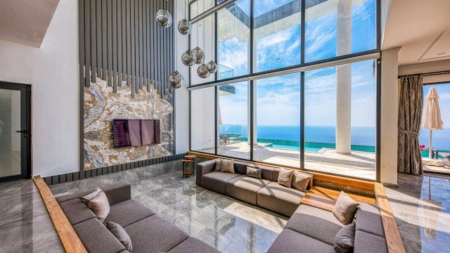 Luxurious Modern Living Room with Ocean View