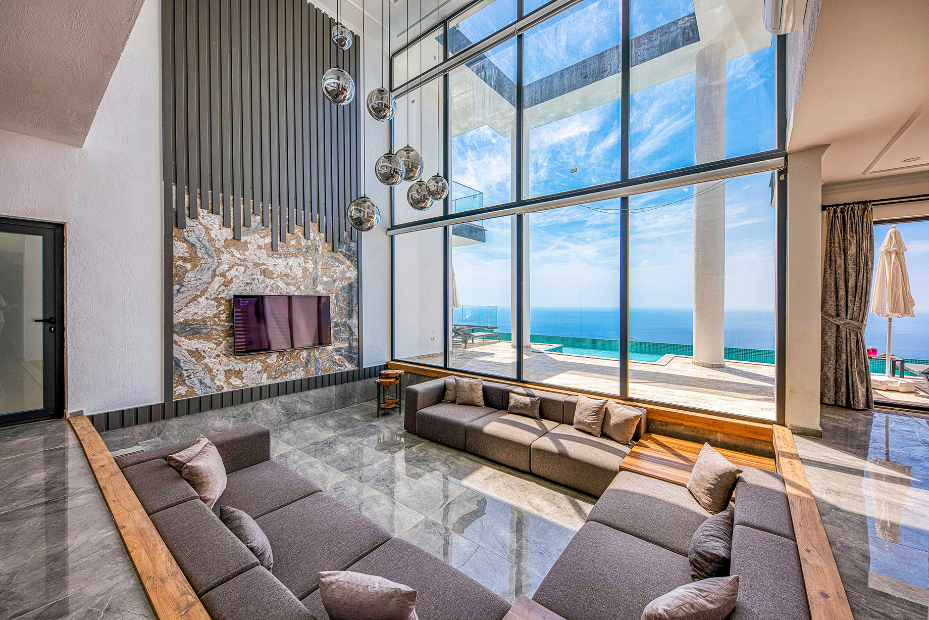 Luxurious Modern Living Room with Ocean View