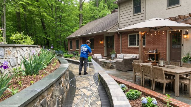 Professional Power Washing Restores Backyard Patio Area