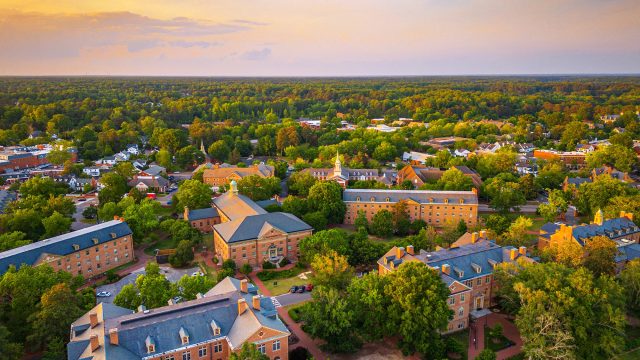 Downtown Williamsburg, Virginia, USA at Dusk
