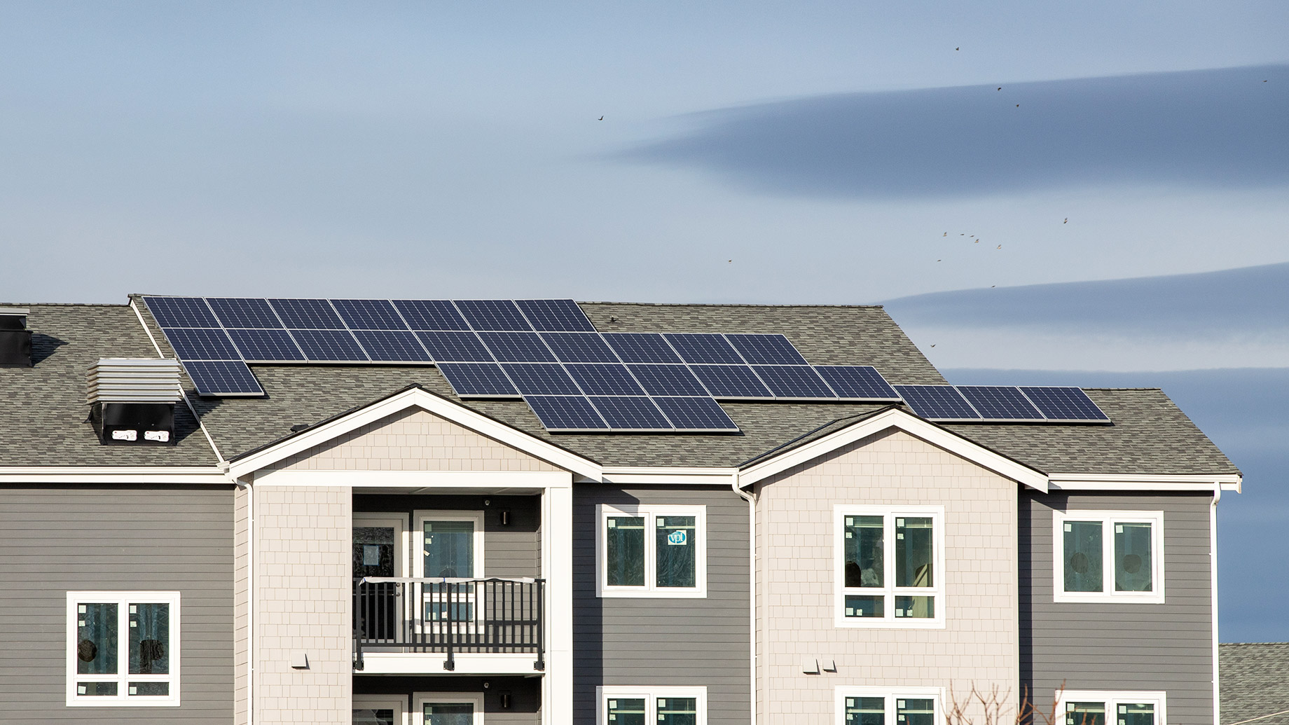 New Everett, Washington Apartments with Solar Panels on Roof
