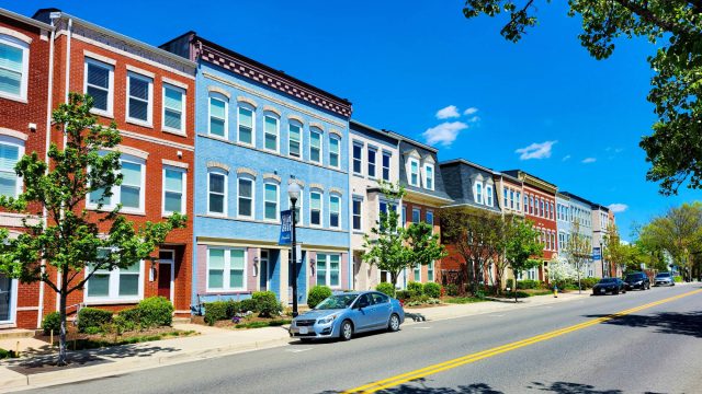Colorful Townhomes in Manassas, Northern Virginia, USA