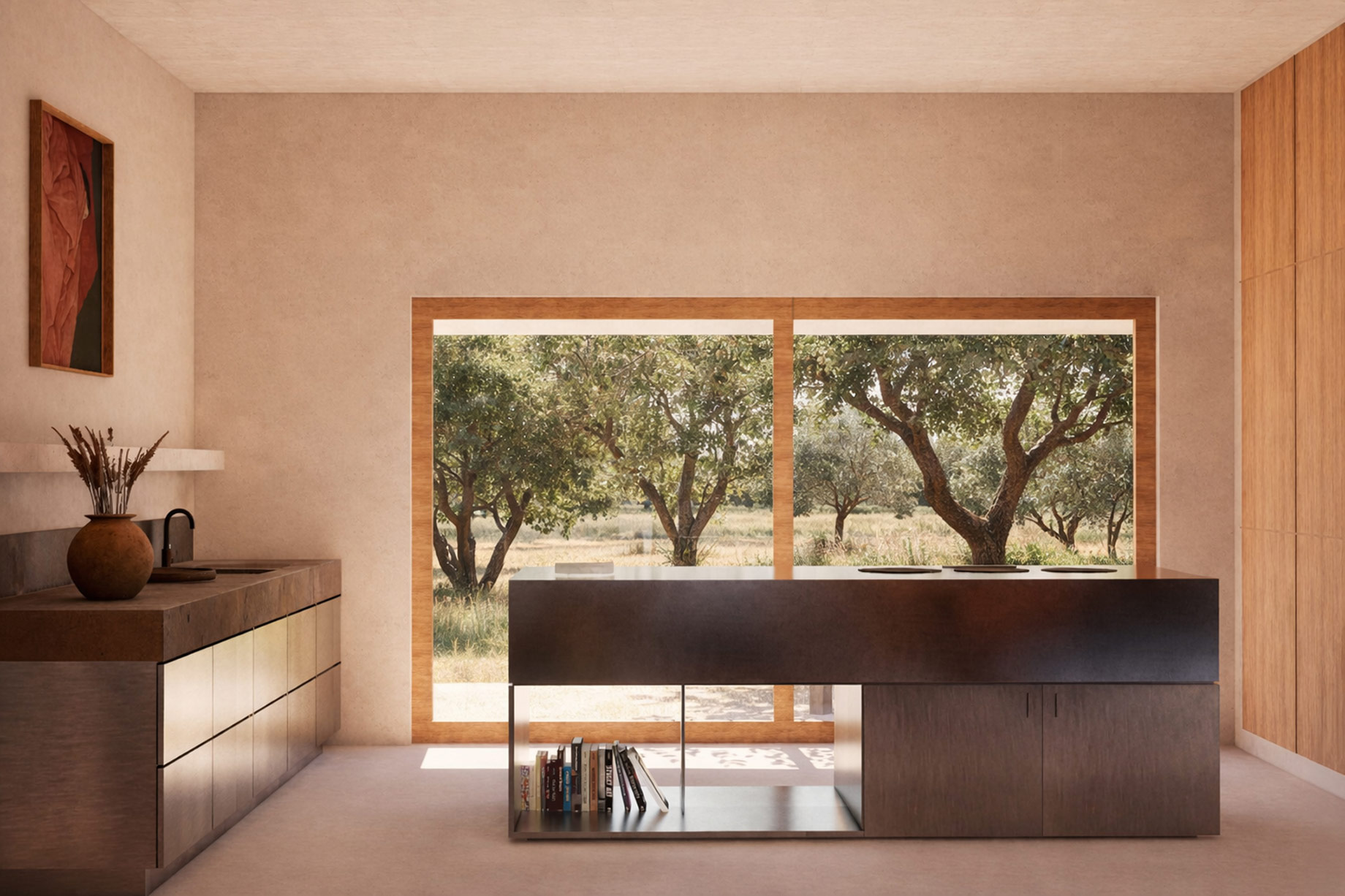 Minimalist Kitchen Overlooking the Alentejo Landscape
