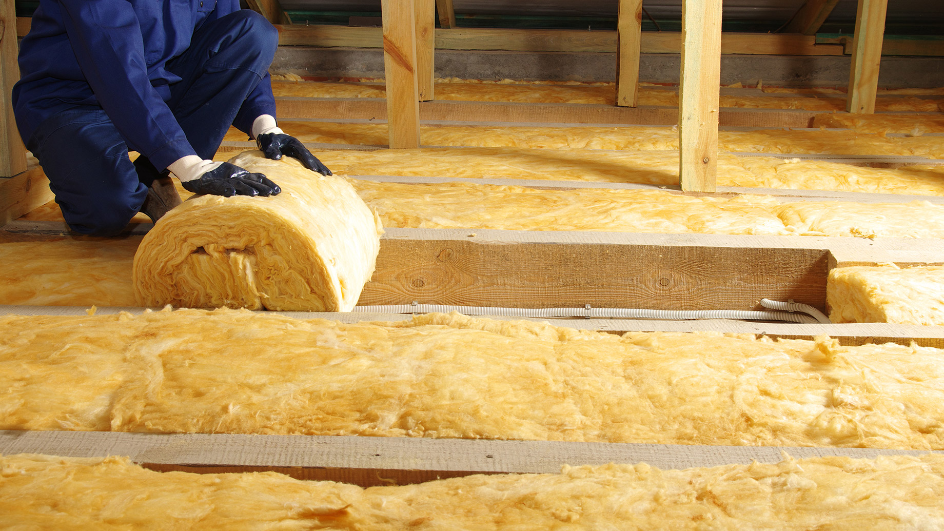Professional Thermally Insulating House Attic With Glass Wool