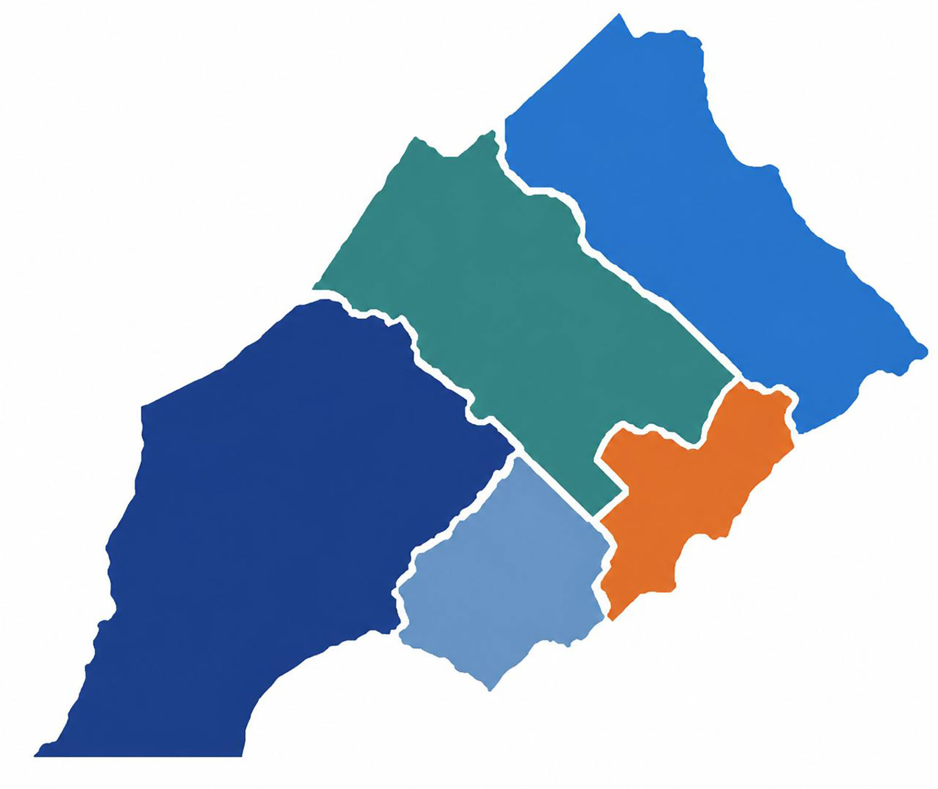 Color-coded map showing several service regions across the greater Philadelphia area.
