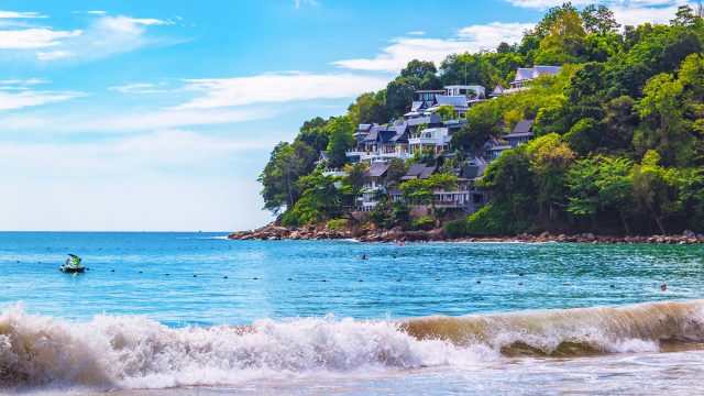 Luxury resort villas beside the sea at Kamala Beach in Phuket, Thailand.