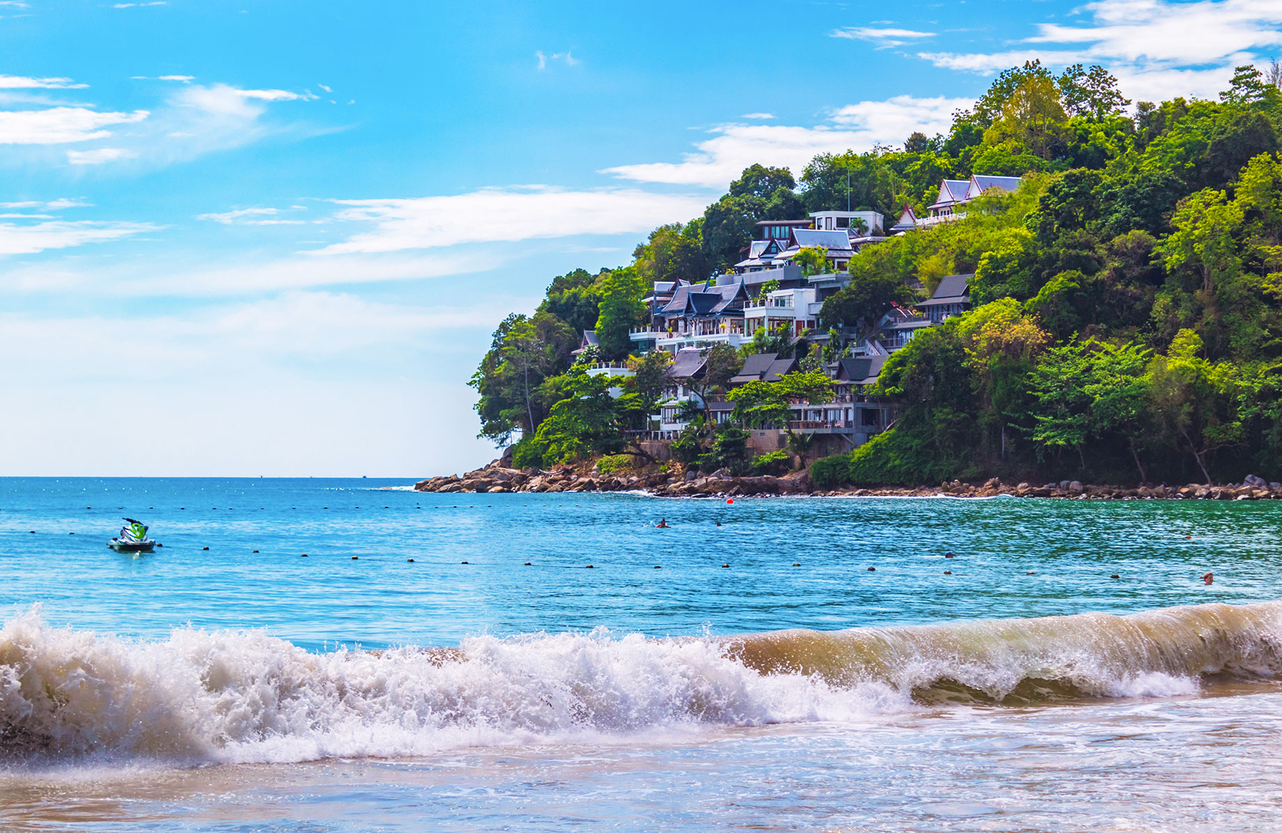 Luxury resort villas beside the sea at Kamala Beach in Phuket, Thailand.