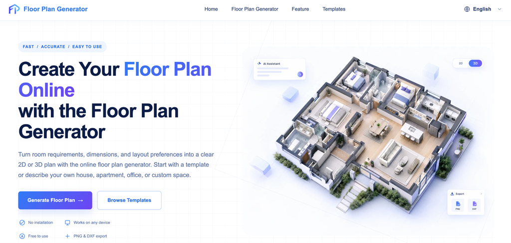 A floor plan generator turns room sizes, a sketch, or a text brief into a 2D layout and 3D floor plan in minutes, ideal for drafts, not construction.